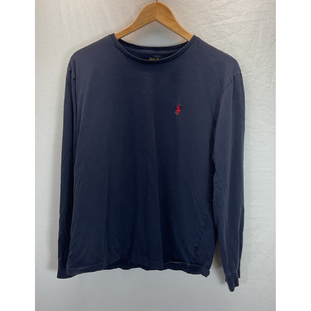 Polo Ralph Lauren Men M Navy Blue Long Sleeve Cotton T-Shirt Tee Classic Casual